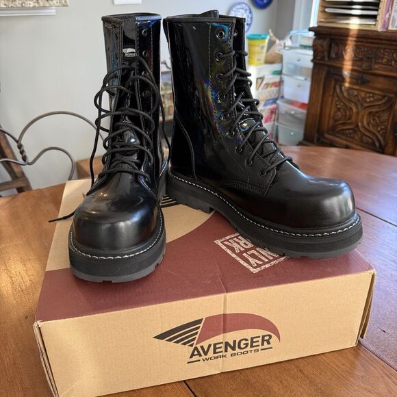 Avenger A704 Fortune Work Boots Carbon Toe Black Patent Leather Iridescent W 11 - Picture 3 of 11